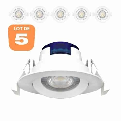 Lot de 5 Spots LED encastrables rond blanc