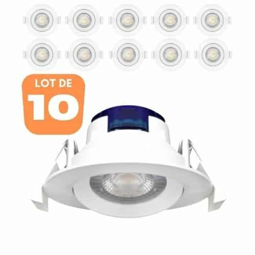 Lot de 10 Spots LED encastrables rond blanc