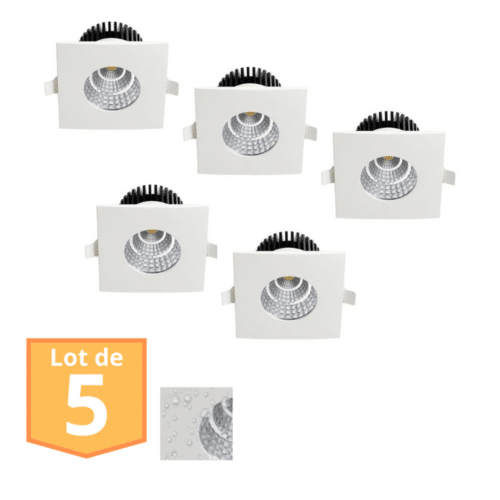 Lot de 5 spots LED étanches