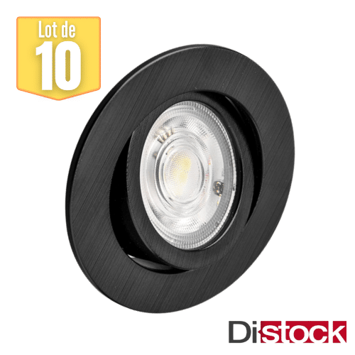 Lot de 10 spots LED encastrables 3en1 rond noir