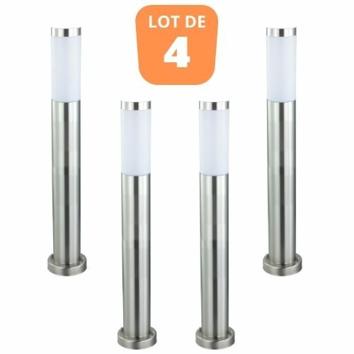 Lot de 4 potelets inox E27 60W