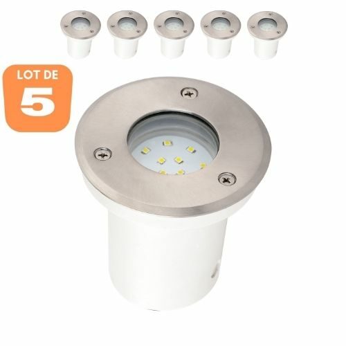 Lot de 5 spots LED étanches ronds inox