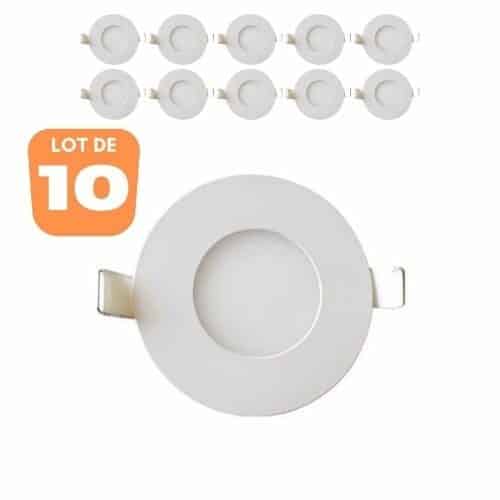 Lot de 10 spots LED rond extras plats blanc