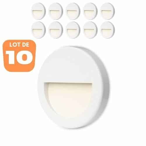 Lot de 10 spots LED mural VEKTAB1 rond blanc 3W