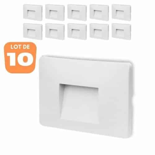 Lot de 10 spots LED mural VEKTAB3 carré blanc 3W