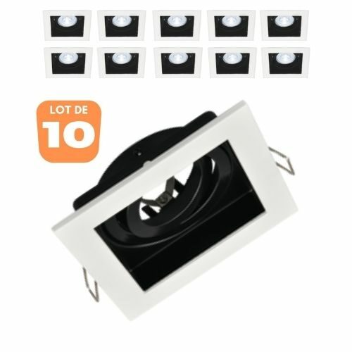 Lot de 10 Supports de spots Beta R4 carré blanc/noir MR16