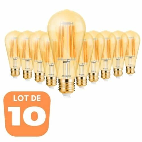 Lot de 10 ampoules LED ST64 filament E27 Dimmable