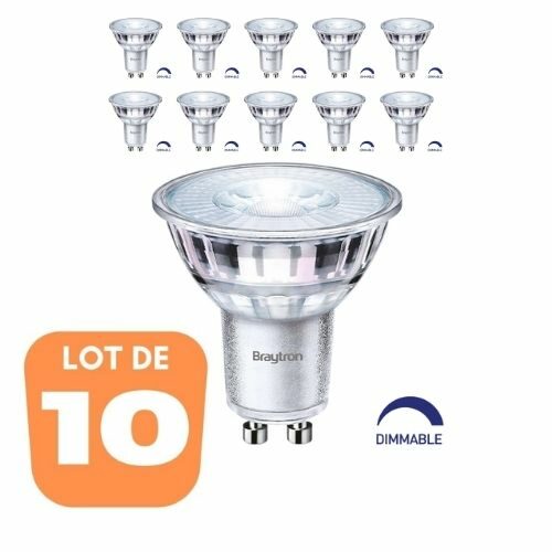 Lot de 10 ampoules LED GU10 5.5W 2700K 38° Dimmable