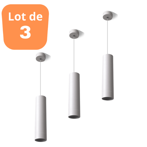 Lot de 3 suspensions tube BETA blanc