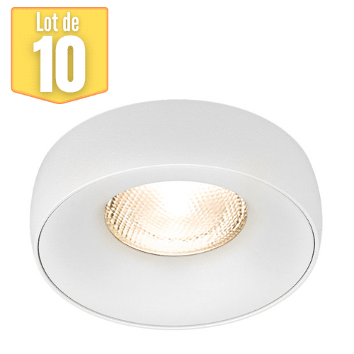 Lot de 10 spots LED blanc GU5.3/GU10 rond saillie IP20