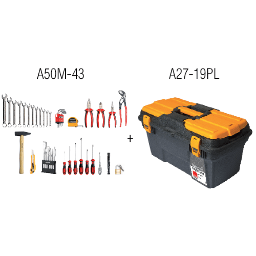Caisse à outils incluant 43 outils de qualité supérieure.