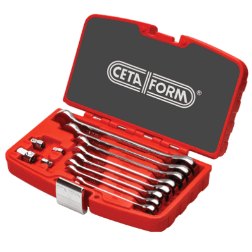 coffret de clés à cliquet avec adaptateurs
