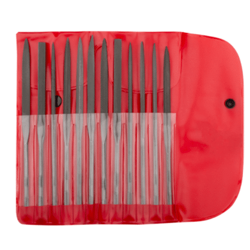Ensemble de 12 limes CETAFORM - aiguilles de 160 mm dans étui rouge fermé, outils de ponçage fin.