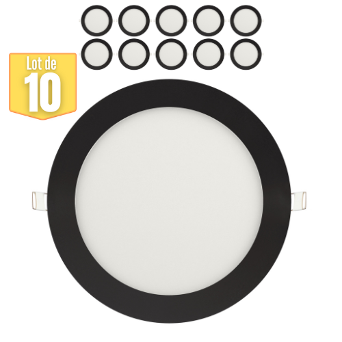 Lot de 10 Dalles LED dimmables Noir IP20