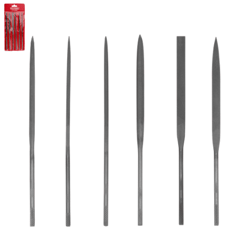 Ensemble de 6 limes CETAFORM avec aiguilles de 160 mm, variation de tailles et formes, utilisé pour ponçage fin.