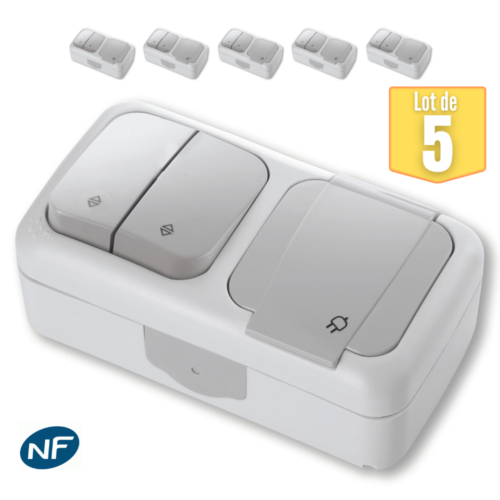 Lot de 5 Va et vient + Prise 2P+T étanche - Viko by Panasonic