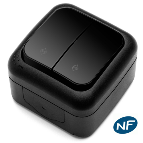 Double va et vient étanche IP54 noir