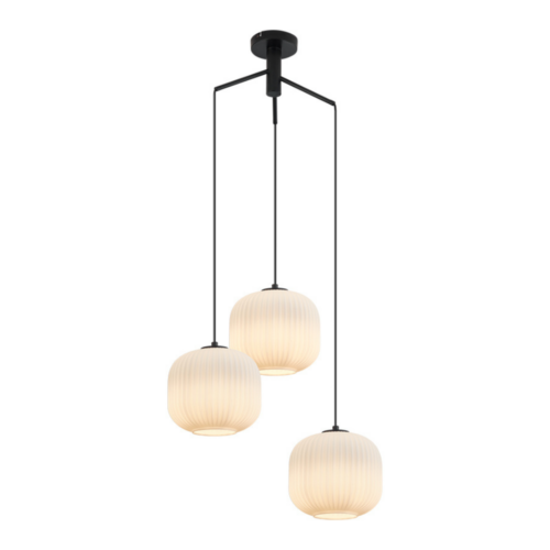 Suspension 3 lampes verre opale