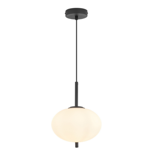 Suspension ovale verre opale Diam 200mm