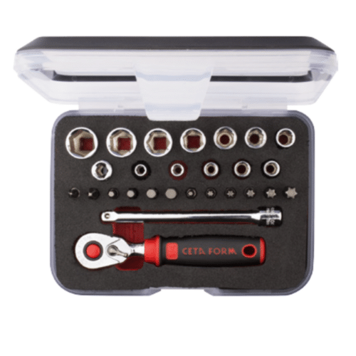 Coffret compact douilles à 6 pans et accessoires 1/4 27 pièces