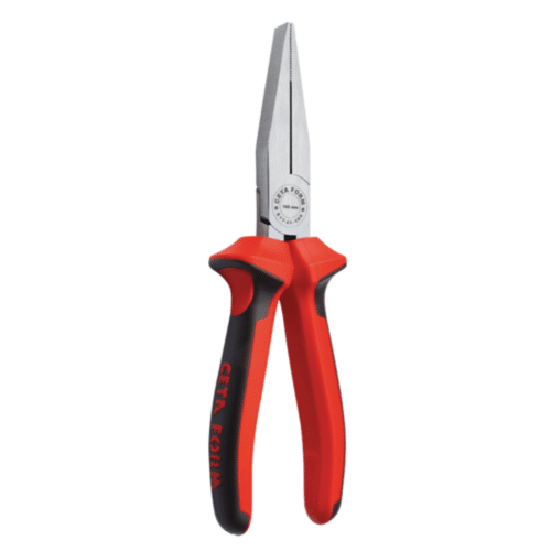 Pince à bec plat CETAFORM Duotech 160 mm avec manches rouges et noir, lames en métal brillante