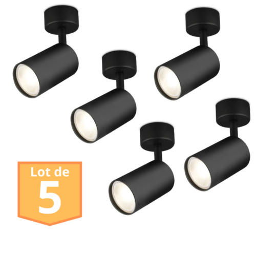 Lot de 5 Spots de plafond orientables noir