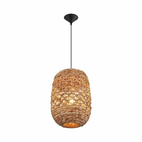 Suspension décorative en rotin naturel tressé avec structure métal – 1xE27 23W – Modèle BV02-00034