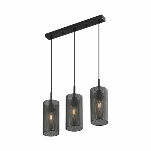 Suspension LED noire 3xE14 au style industriel moderne pour intérieur contemporain