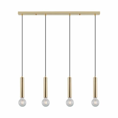 Suspension décorative en métal doré avec 4 douilles E27 – Éclairage intérieur design et chaleureux