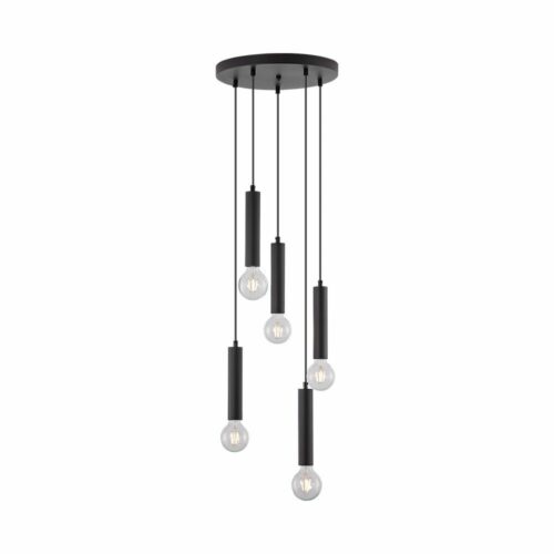 Suspension décorative noire en métal avec 5 douilles E27 – Luminaire design pour intérieur moderne