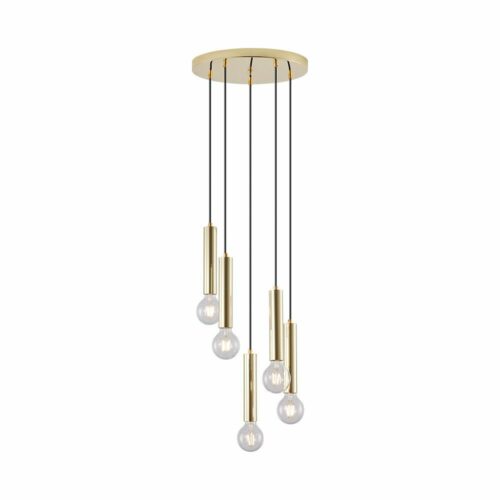 Suspension dorée 5xE27 en métal – Luminaire décoratif élégant pour intérieur