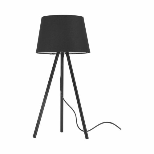 Lampe de table décorative noire en métal mat avec abat-jour tissu – Modèle BV06-00021 – Éclairage d’ambiance intérieur