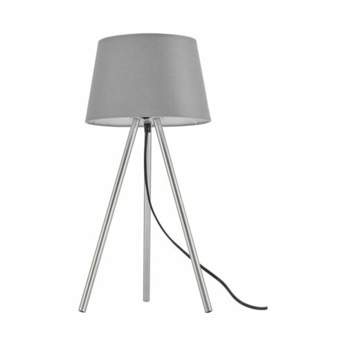 Lampe de table décorative grise en métal avec abat-jour en tissu – Modèle BV06-00022 – Éclairage d’ambiance intérieur