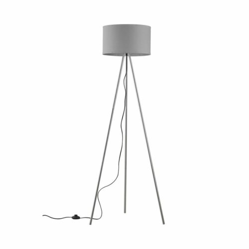 Lampadaire décoratif gris en métal avec abat-jour en tissu – Modèle BV06-00032 – Éclairage ambiance intérieur