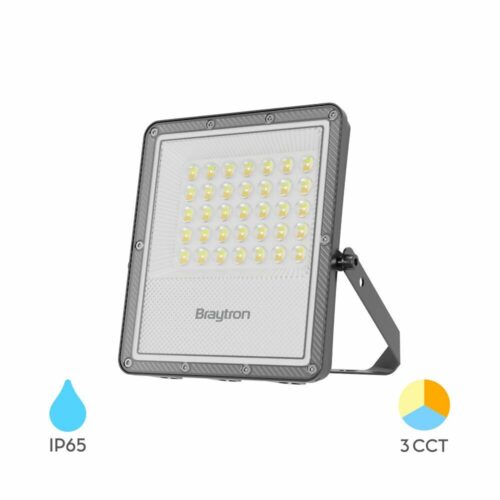 Projecteur LED 30W 3IN1 3300lm IP65 IK06 gris, éclairage extérieur puissant et durable, résistant aux intempéries et aux chocs, idéal pour façades, jardins, parkings et espaces publics.