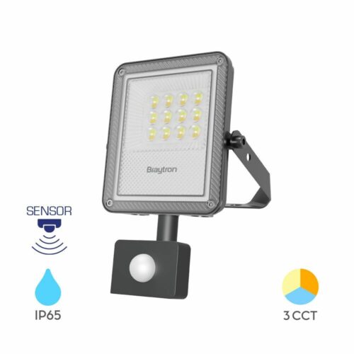 Projecteur LED 10W avec détecteur de mouvement intégré, éclairage extérieur IP65 pour sécurité, 1100 lumens, 3IN1, idéal pour allées et jardins.