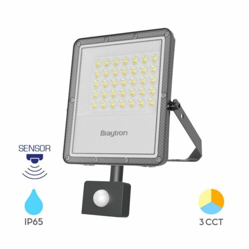 Projecteur LED 30W avec détecteur de mouvement intégré, éclairage extérieur IP65 IK06 pour sécurité, 3300 lumens, 3IN1, idéal pour jardins et parkings.