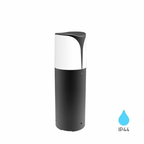 Borne extérieure BRAYTRON E27 en aluminium gris, IP44 étanche et IK08 résistante aux chocs, pour ampoule jusqu’à 23W