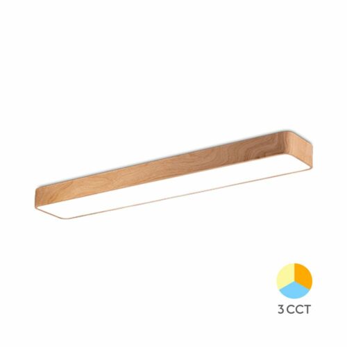 Plafonnier LED décoratif BRAYTRON 45W finition bois, 3IN1, 4650 lm, 120 cm