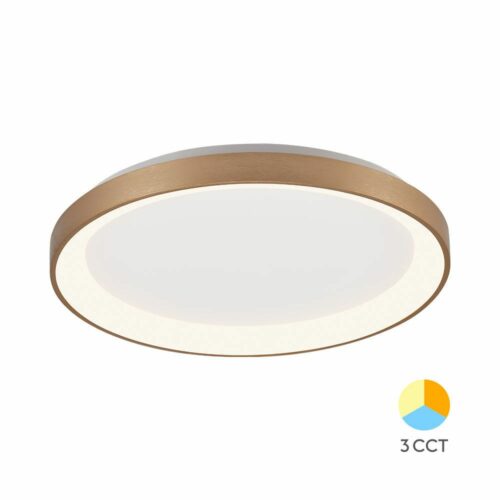 Plafonnier LED décoratif doré Bella 36W – Ø480mm – lumière chaude, neutre et froide – BRAYTRON