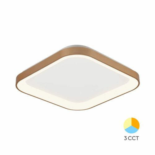 Plafonnier LED doré Bella 36W – lumière 3 températures – 480x480 mm – 4260 lumens