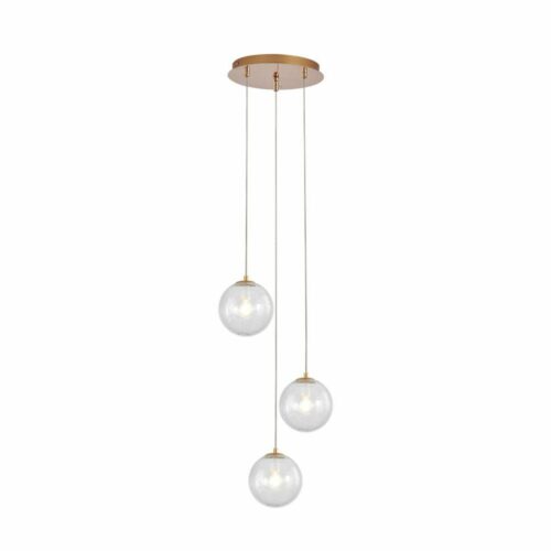 Suspension décorative BRAYTRON dorée avec 3 douilles G9 – design chic en métal pour intérieur élégant