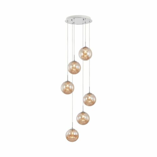 Suspension décorative BRAYTRON BV01-00036 avec 6 douilles G9 et finition ambre élégante