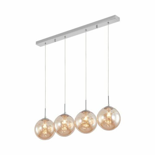 Suspension décorative BRAYTRON BV01-00037 avec 4 douilles G9 et abat-jour en verre ambre