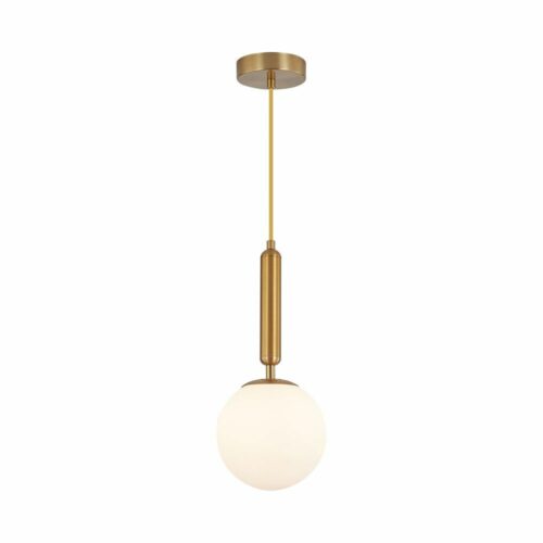 Suspension décorative BV01-00060 en verre opalin avec finition dorée – luminaire 1xG9 design pour intérieur raffiné