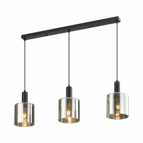 Suspension décorative BV01-00072 avec 3 douilles E27 et diffuseurs en verre fumé – luminaire intérieur moderne et élégant
