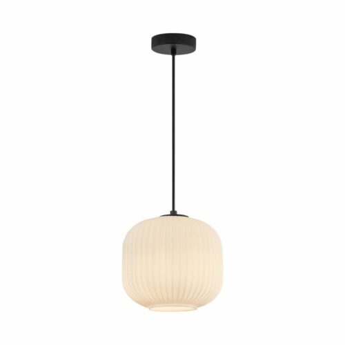 Suspension décorative en métal opale et noir avec douille E27 – Modèle BV01-00090