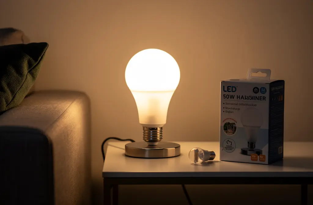 ampoule led utilisée comme lampe de chevet, éclairage d'ambiance chaleureux