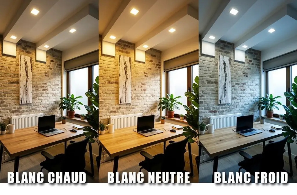 Bureau moderne éclairé par des ampoules LED blanc neutre pour un espace de travail optimal