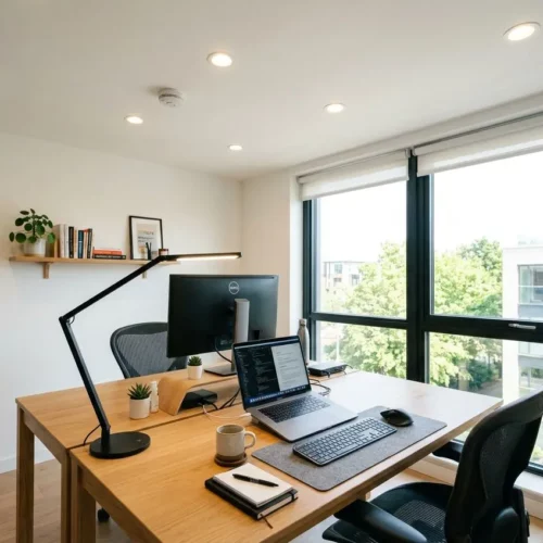 Bureau bien éclairé avec spots LED